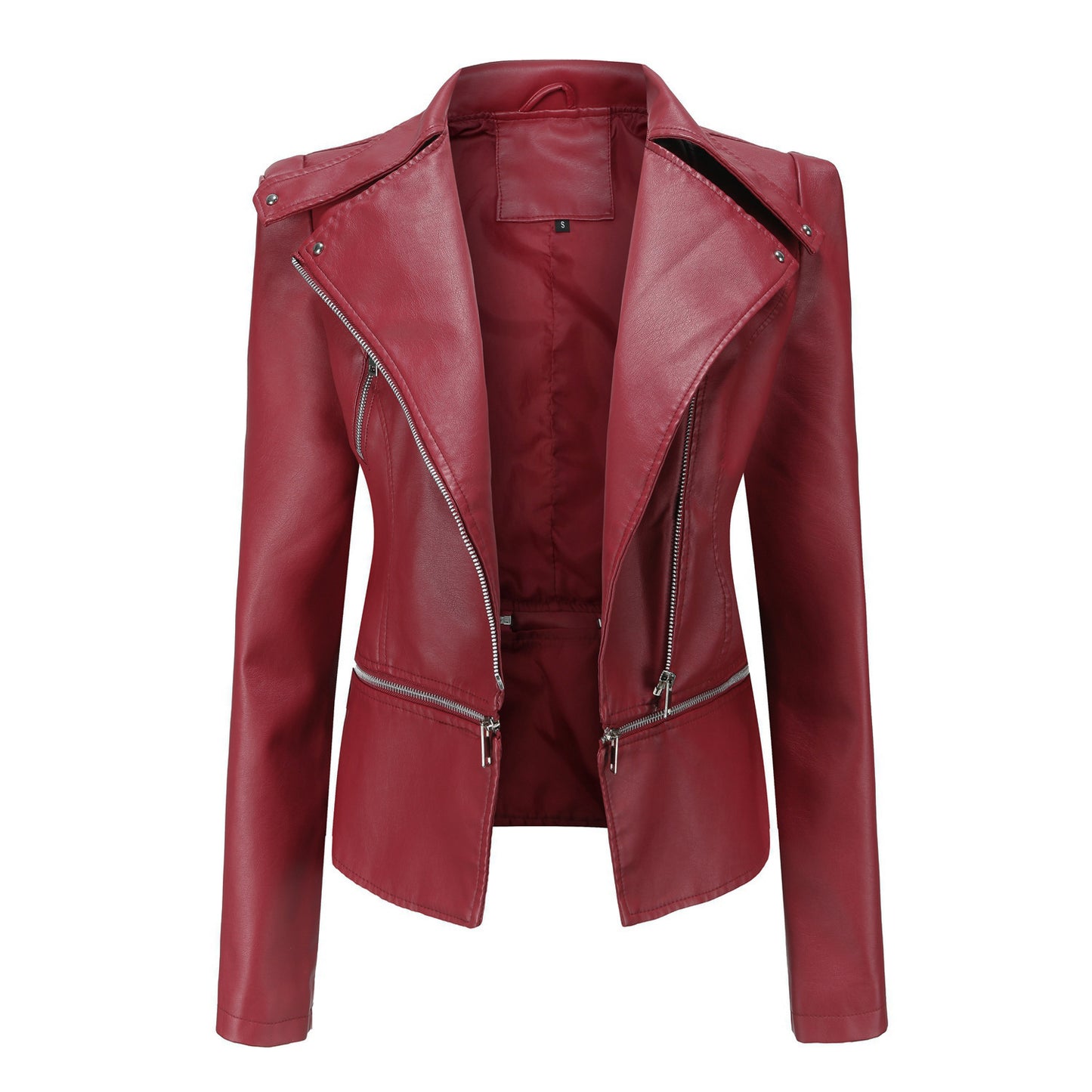 GlamzLife's Women's Motorcycle Leather Jacket - Street Hipster Style