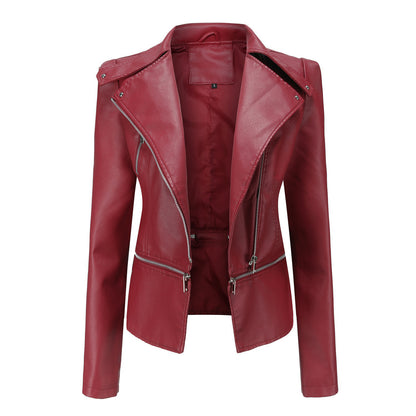 GlamzLife's Women's Motorcycle Leather Jacket - Street Hipster Style