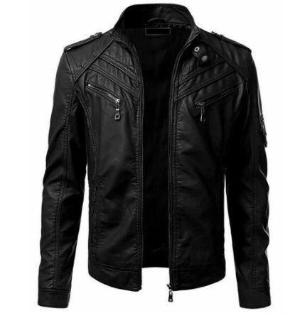 GlamzLife Men's Slim Zip PU Leather Jacket - Stand Collar, Multi-Pocket
