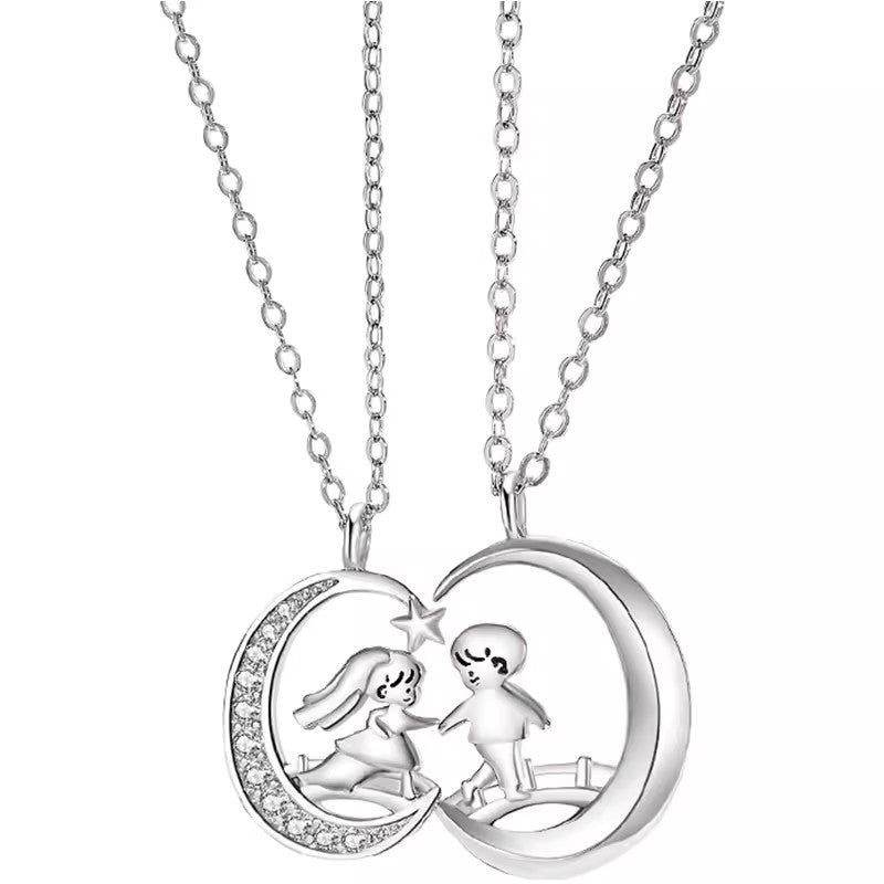 Meet Queqiao Couple Necklace Niche High-grade Design Star Moon | GlamzLife