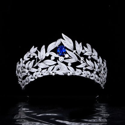 Sapphire Crown Copper Micro Inlay AAA Zircon Crown Wedding Headdress | GlamzLife