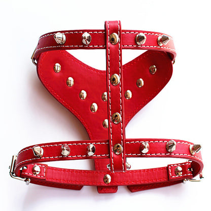 Spiked Studded Leather Puppy Dog Harness - GlamzLife