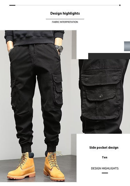 Loose-fitting Casual Ankle-banded Trousers Multi-pocket - GlamzLife