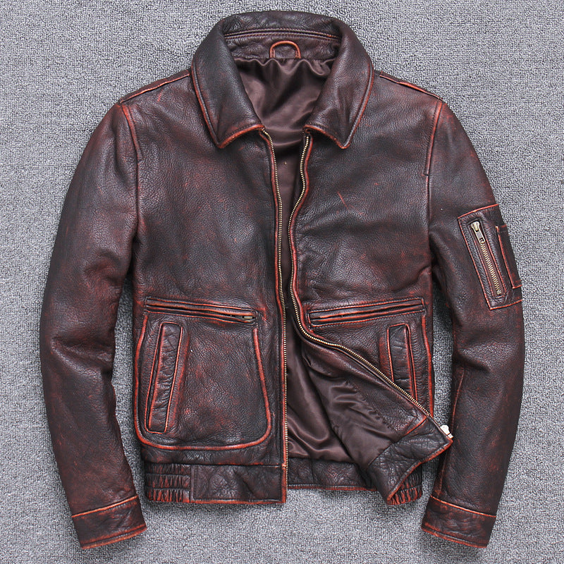 Vintage Style Thick Leather Jacket - GlamzLife