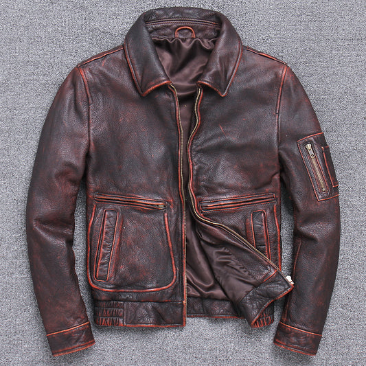 Vintage Style Thick Leather Jacket - GlamzLife
