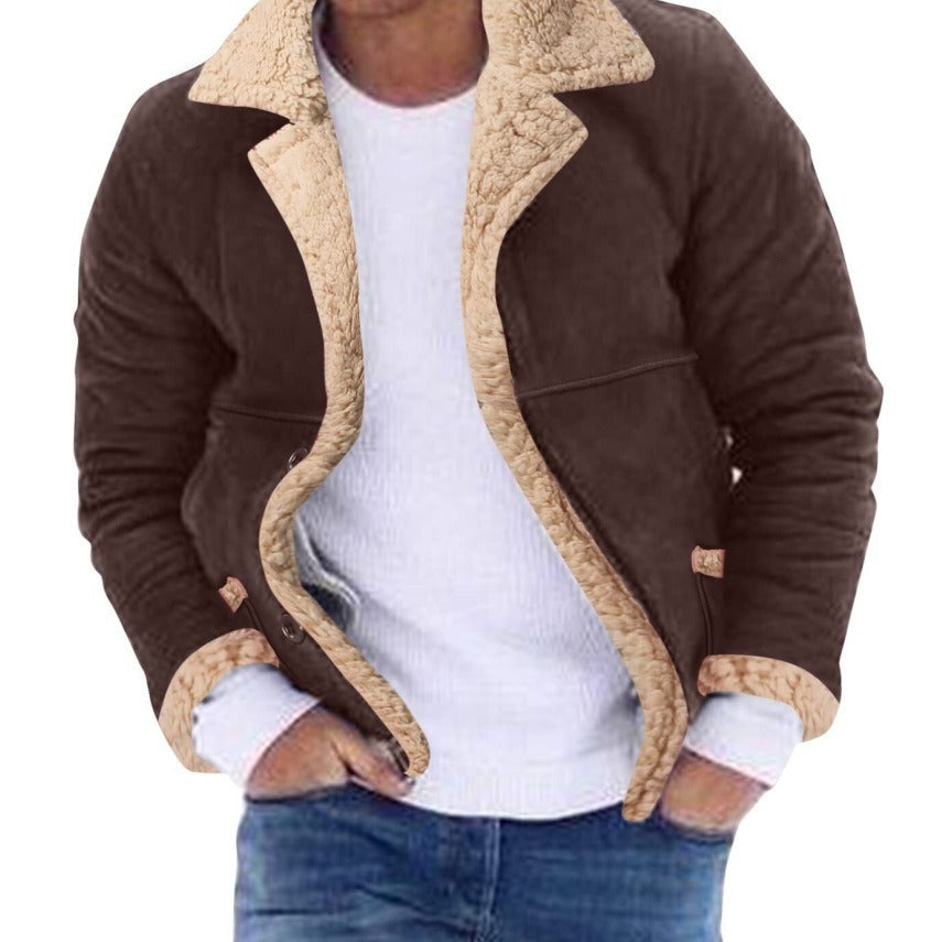 Fashion Men's Fur Integrated Fleece-lined Padded Jacket - GlamzLife