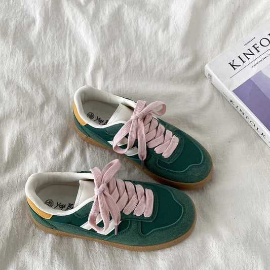 Niche Retro Green German Training Shoes For Women - GlamzLife
