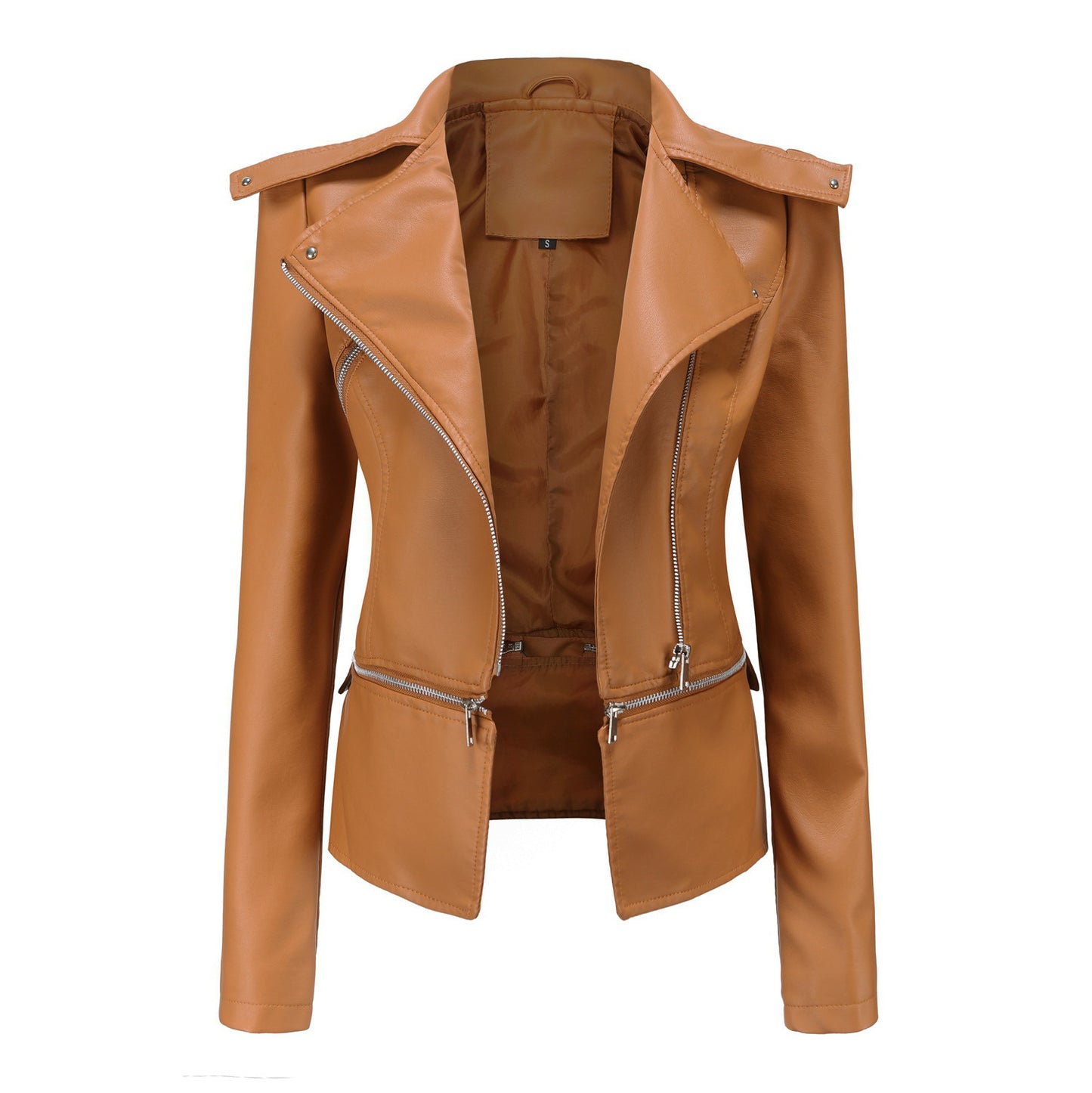 GlamzLife's Women's Motorcycle Leather Jacket - Street Hipster Style