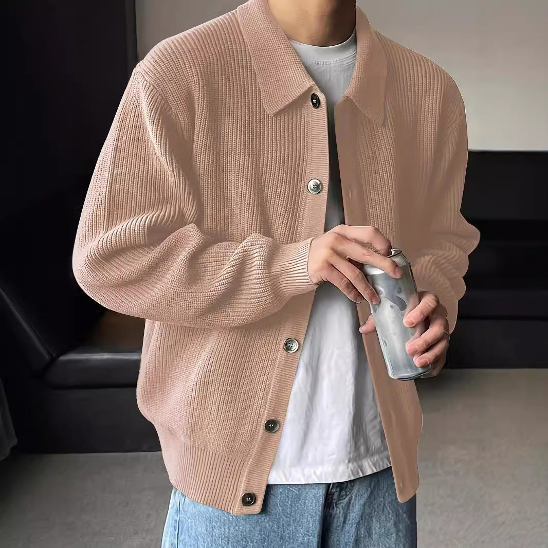 Fashion Solid Color Simple Men's Knitwear Cardigan Sweater Coat - GlamzLife