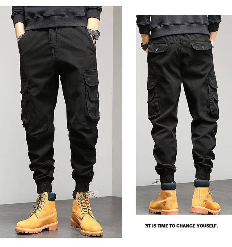 Loose-fitting Casual Ankle-banded Trousers Multi-pocket - GlamzLife