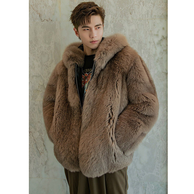 Men's Trendy Faux Fox Fur Coat - GlamzLife