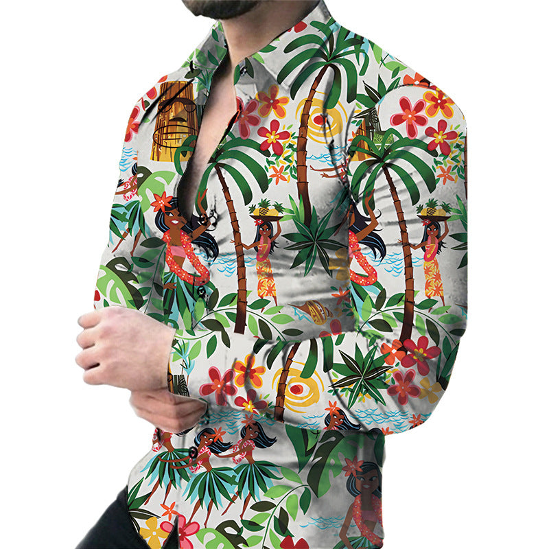 Men's Casual Long Sleeved Large Floral Shirt | GlamzLife