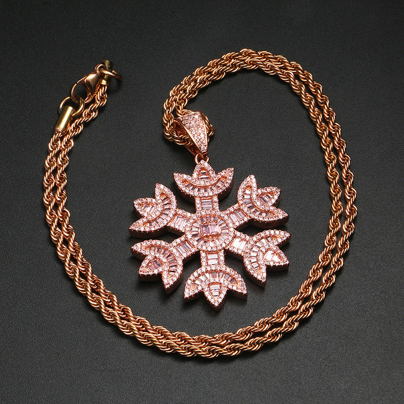 Zircon Snowflake Necklace Creative Pendant | GlamzLife