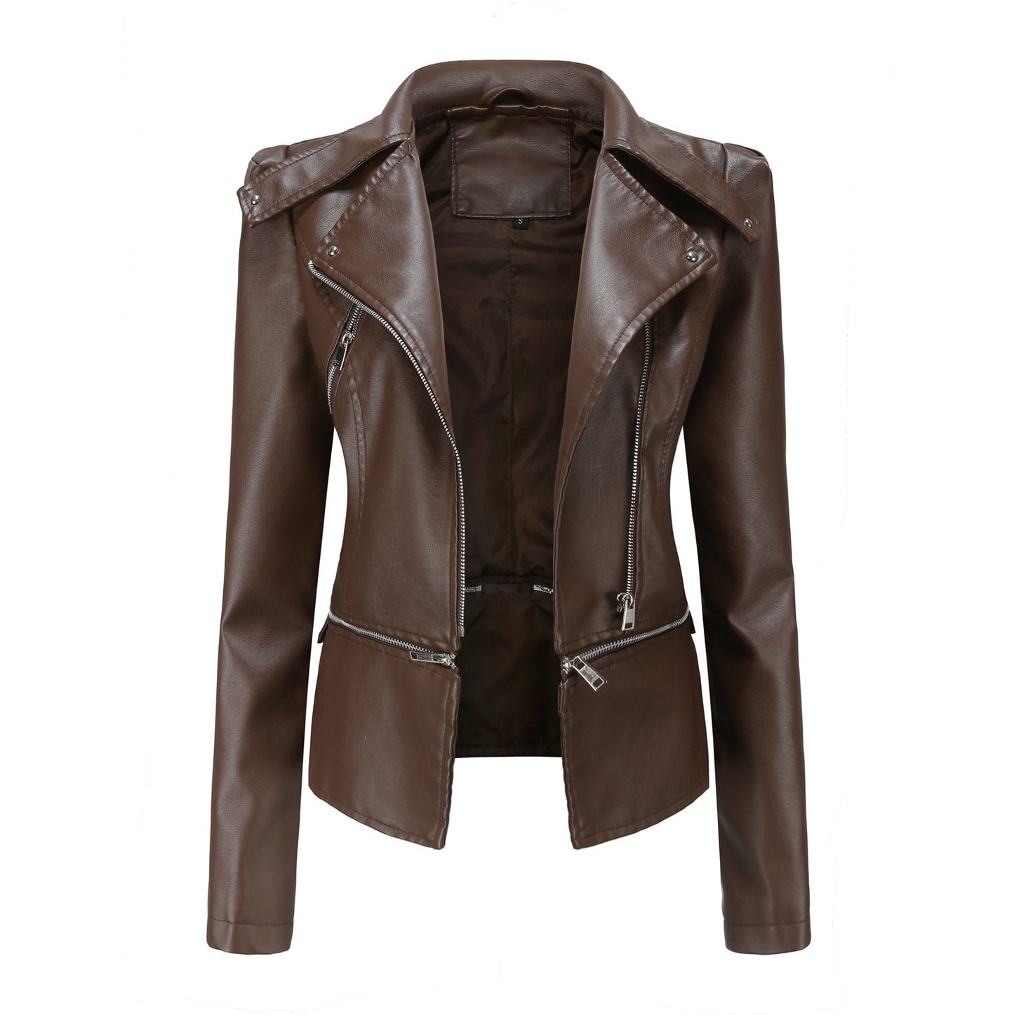 GlamzLife's Women's Motorcycle Leather Jacket - Street Hipster Style