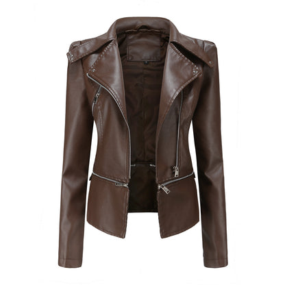 GlamzLife's Women's Motorcycle Leather Jacket - Street Hipster Style