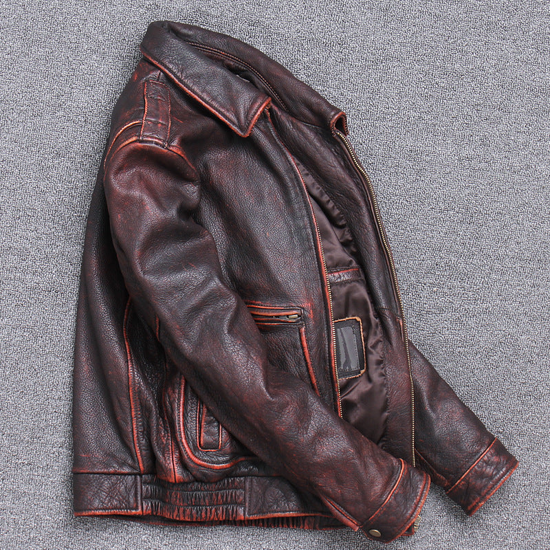 Vintage Style Thick Leather Jacket - GlamzLife