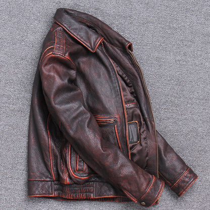 Vintage Style Thick Leather Jacket - GlamzLife