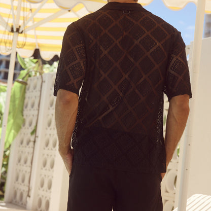 Men's Hollow-out Breathable Short-sleeved Lapel Casual Shirt - GlamzLife