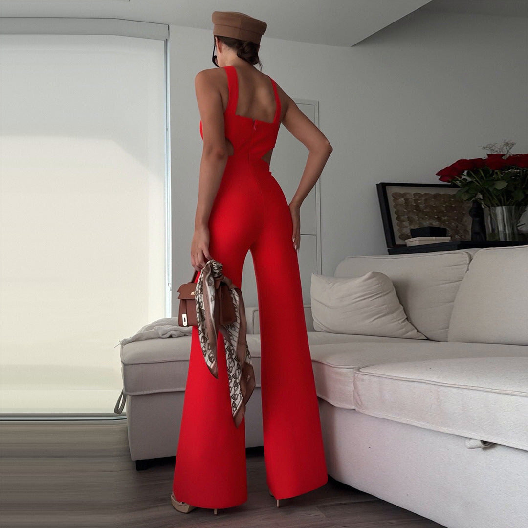 Women's High-grade Halter Banquet Party Bandage Jumpsuit - GlamzLife