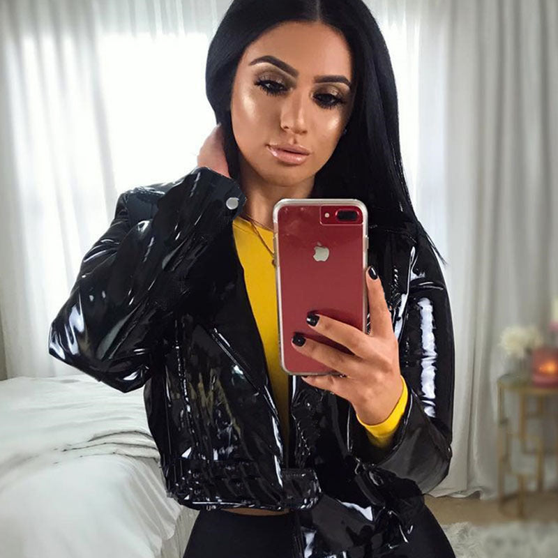 GlamzLife's Women's Motorcycle PU Leather Jacket