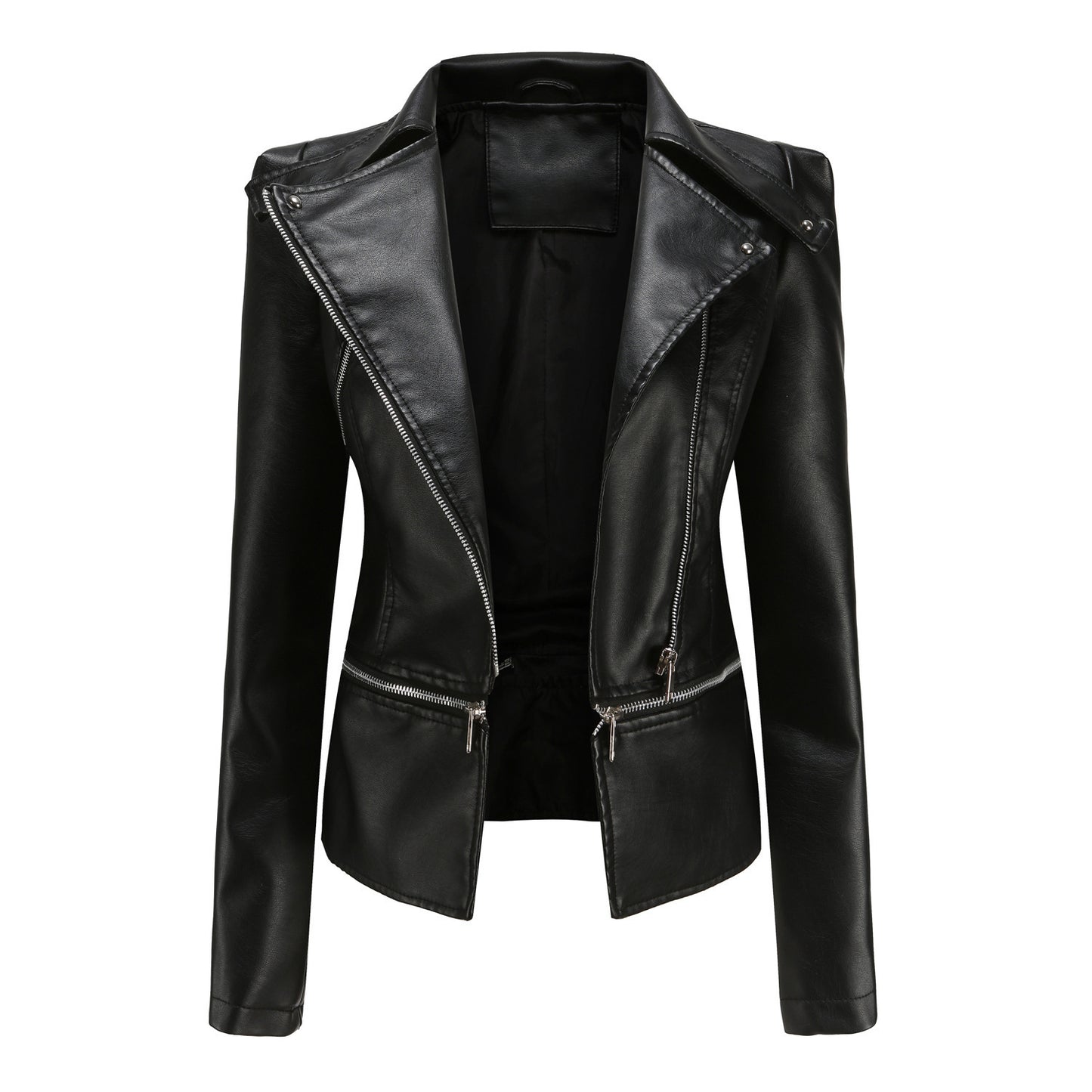 GlamzLife's Women's Motorcycle Leather Jacket - Street Hipster Style