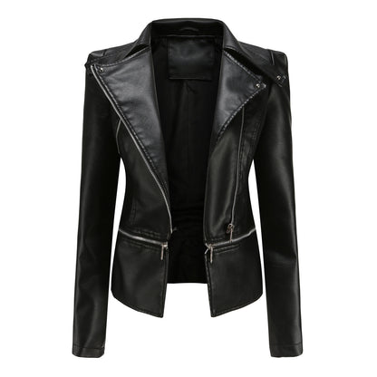 GlamzLife's Women's Motorcycle Leather Jacket - Street Hipster Style