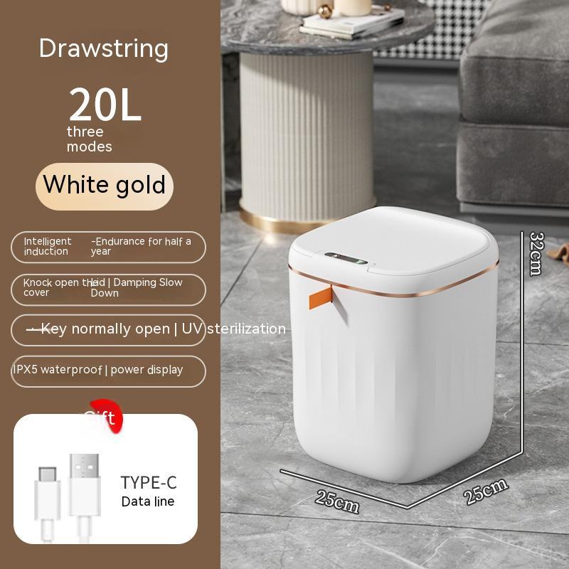 GlamzLife Smart Trash Can with Lid - Automatic Induction, Waterproof