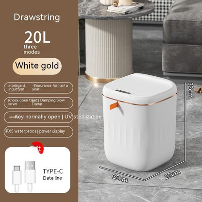 GlamzLife Smart Trash Can with Lid - Automatic Induction, Waterproof