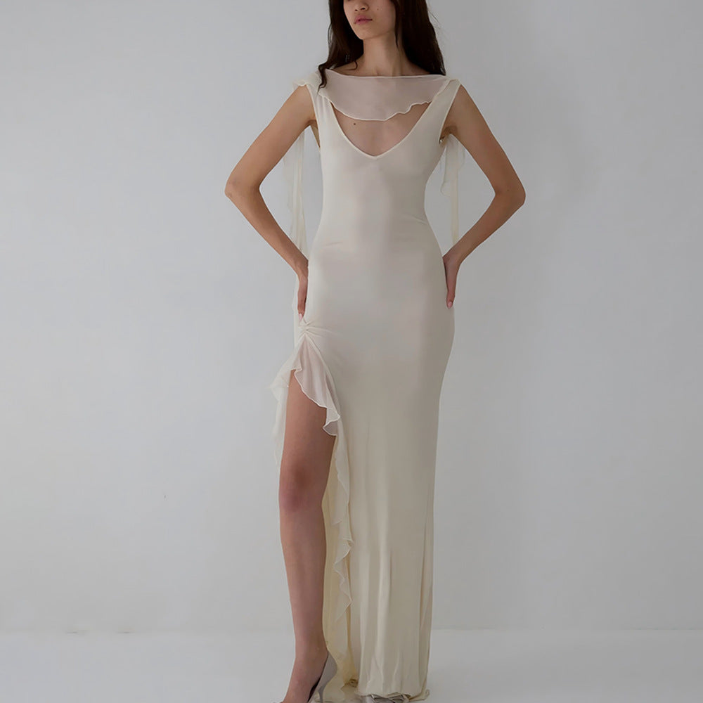 Ribbon Women Backless High Slit Dress - GlamzLife