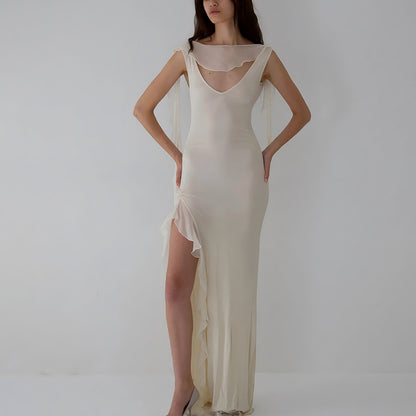 Ribbon Women Backless High Slit Dress - GlamzLife