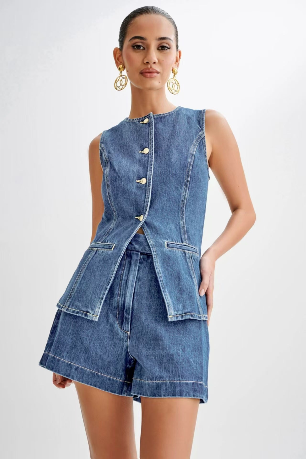 High Waisted Women's Suit Denim Shorts - GlamzLife