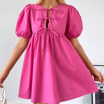 Bow Front Lace-up Jumpsuit A- Line Skirt