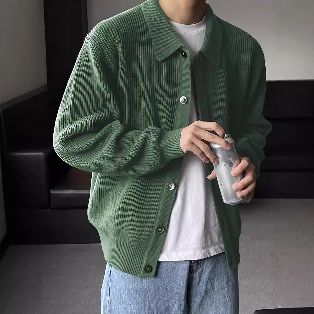 Fashion Solid Color Simple Men's Knitwear Cardigan Sweater Coat - GlamzLife