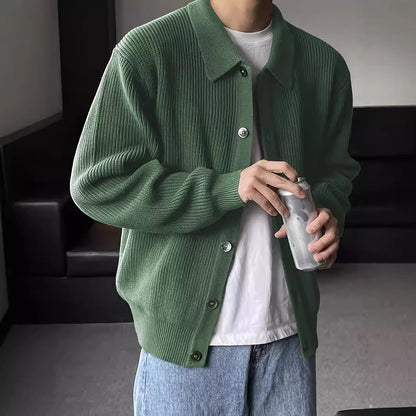 Fashion Solid Color Simple Men's Knitwear Cardigan Sweater Coat - GlamzLife
