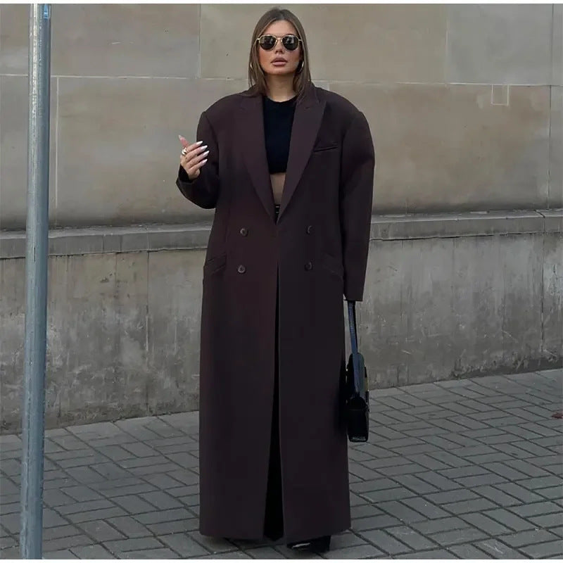 Elegant Lapel Double pocket Wool-like Coat - GlamzLife