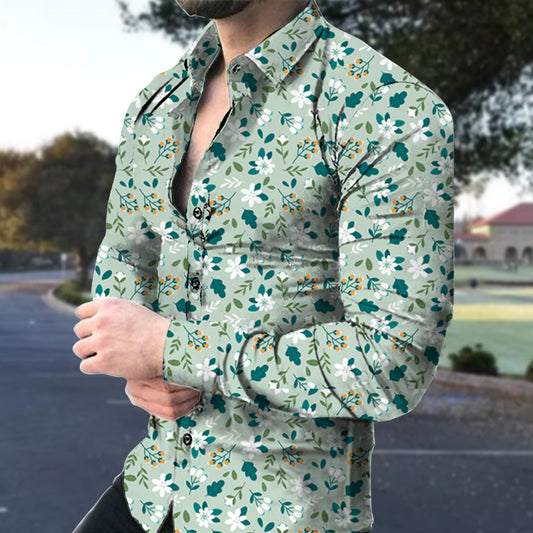 Men's Casual Long Sleeved Large Floral Shirt | GlamzLife