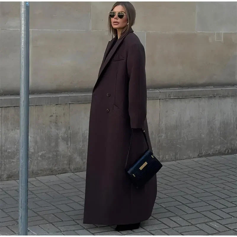 Elegant Lapel Double pocket Wool-like Coat - GlamzLife