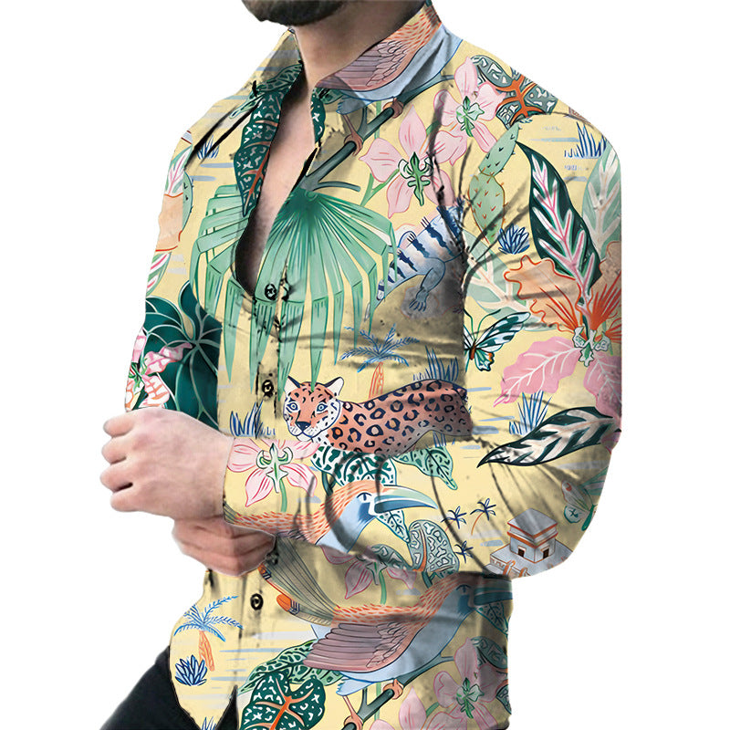 Men's Casual Long Sleeved Large Floral Shirt | GlamzLife