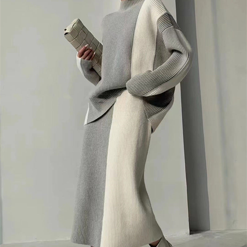 Turtleneck Long-Sleeved Knitted Co-Ord Set - GlamzLife