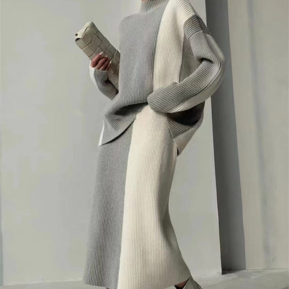 Turtleneck Long-Sleeved Knitted Co-Ord Set - GlamzLife