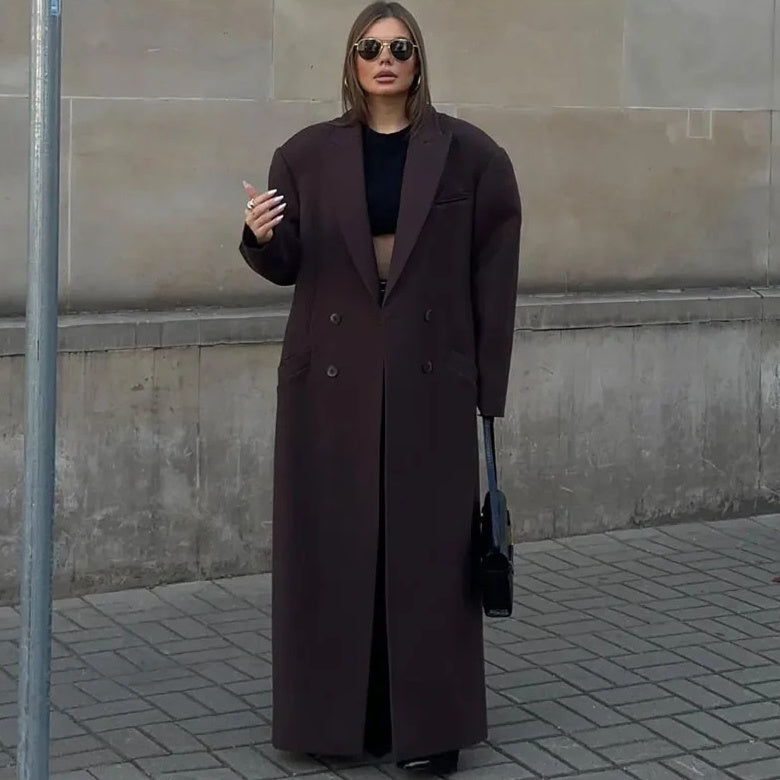 Elegant Lapel Double pocket Wool-like Coat - GlamzLife