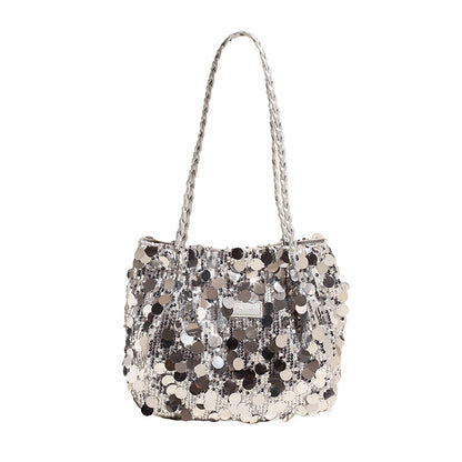 Large Sequin Personalized Woven Shoulder Bag - GlamzLife