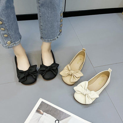 Plus Size Women's Shoes Bow Pumps Flat Gommino Soft Bottom Loafers