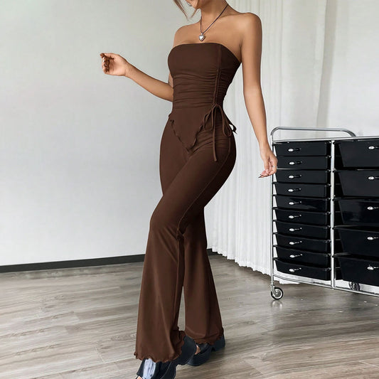 Spring And Summer New Tube Top And Trousers Two-piece Set - GlamzLife