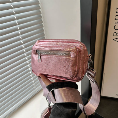 Simple Casual Wide Shoulder Strap Western Style Crossbody Shoulder Commuter Small Square Bag