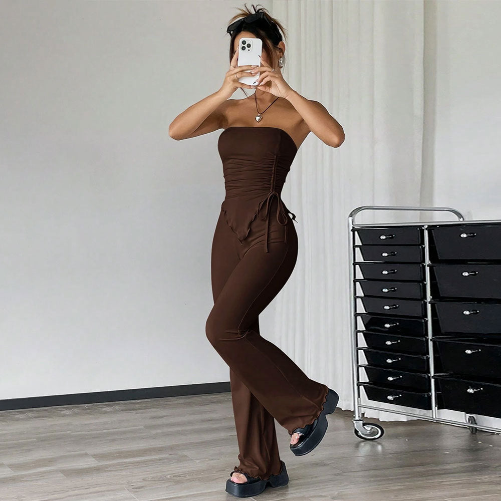 Spring And Summer New Tube Top And Trousers Two-piece Set - GlamzLife