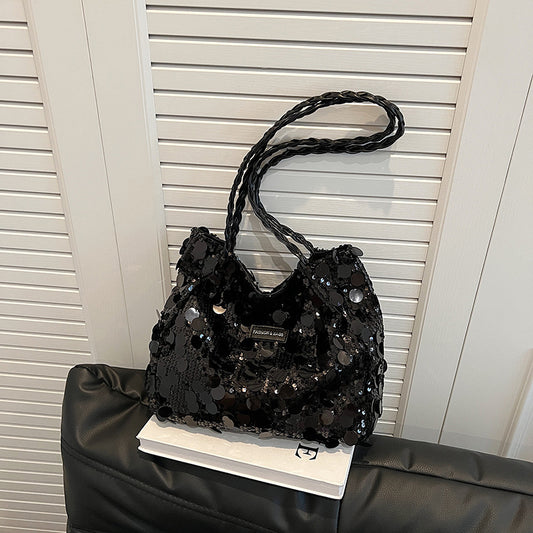 Large Sequin Personalized Woven Shoulder Bag - GlamzLife
