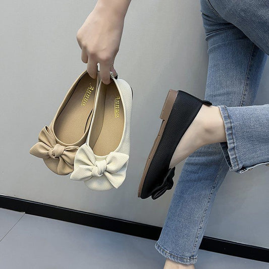 Plus Size Women's Shoes Bow Pumps Flat Gommino Soft Bottom Loafers