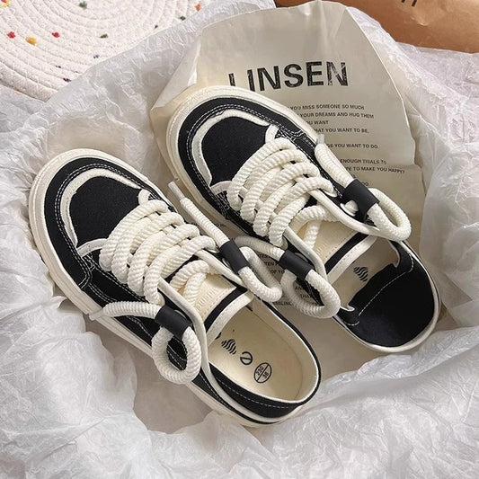 Platform Canvas White Shoes Casual Sports