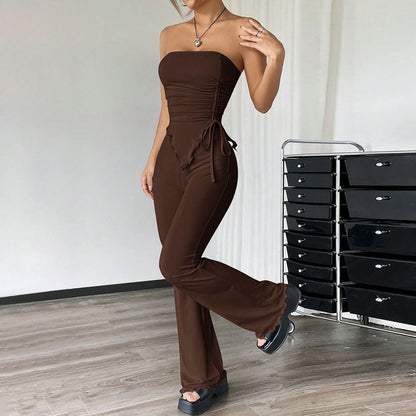 Spring And Summer New Tube Top And Trousers Two-piece Set - GlamzLife